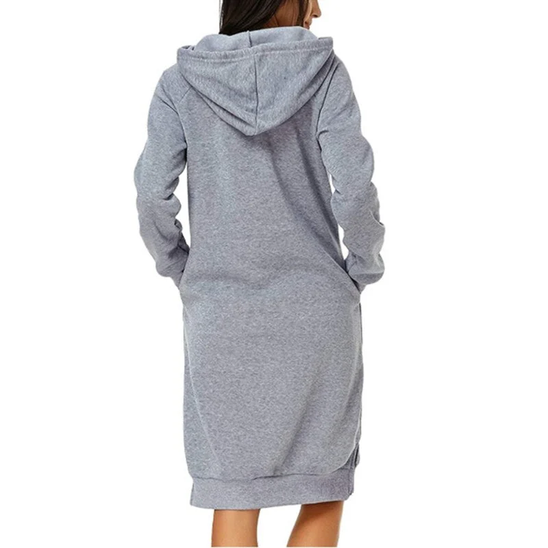 CUHAKCI Sweatshirt Dress Women Hoodies Pocket Ladies Long Sleeve Autumn Hooded Pullover Oversized Sweatshirt Loose Casual Dress