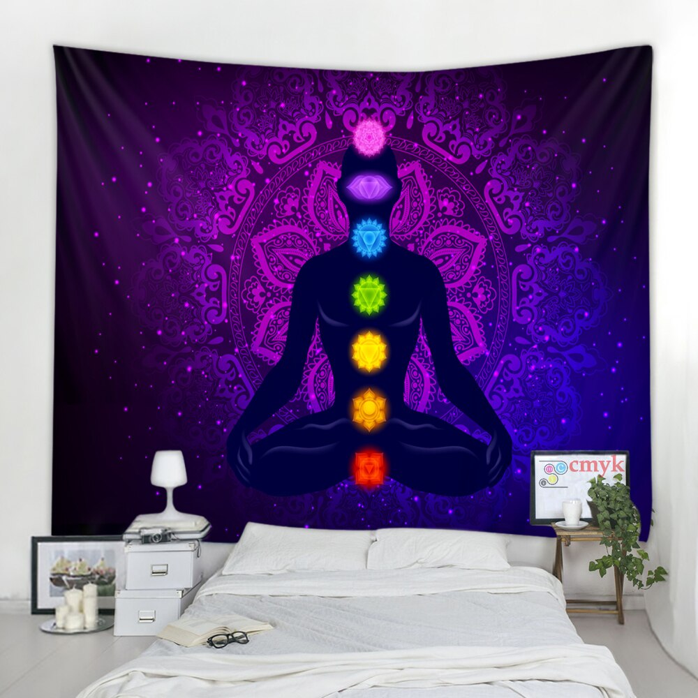 

Indian Buddha Statue Meditation 7 Chakra - Tapestry, 145*130cm, 501 Original