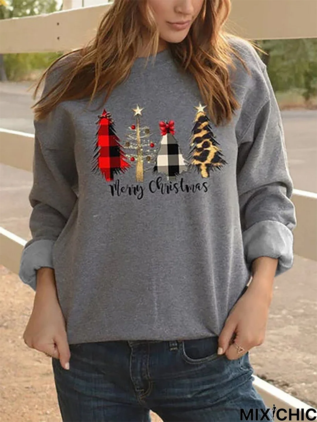 Women Casual Long Sleeve Crew Neck Shift Hoodies & Sweatshirt