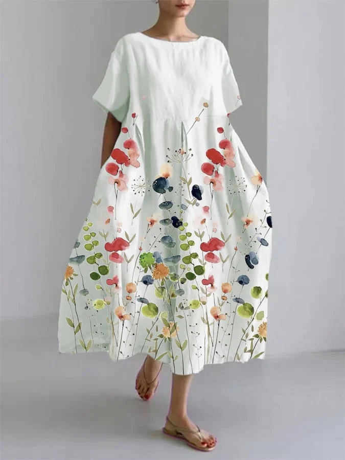 Spring And Summer New Products, Fashionable, Loose Women's Clothing Casual Plant Flower Print Dress