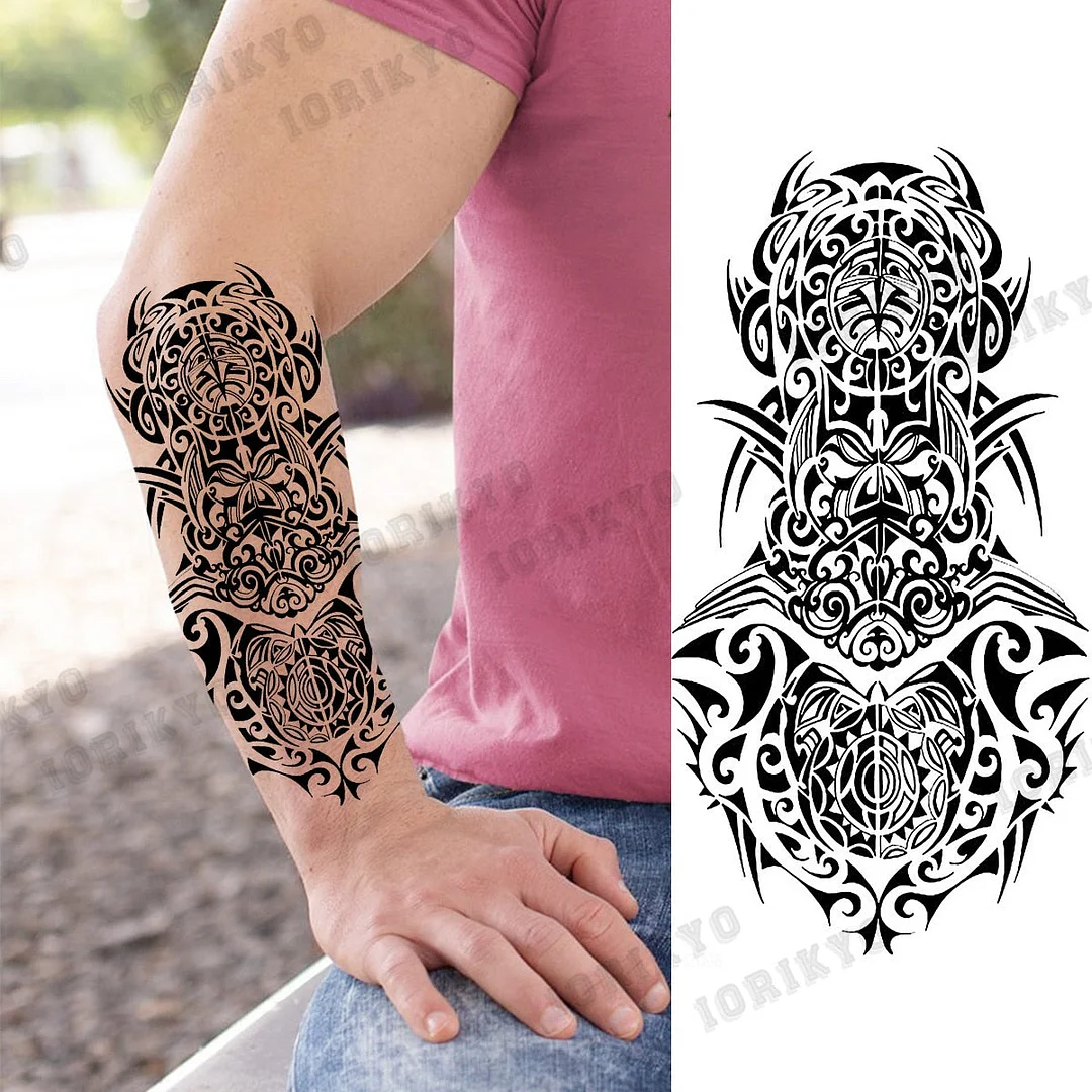 Black Devil Vampire Arm Temporary Tattoos For Women Adult Skull Lion Crown Compass Fake Tattoo Washable Body Art Painting Tatoos