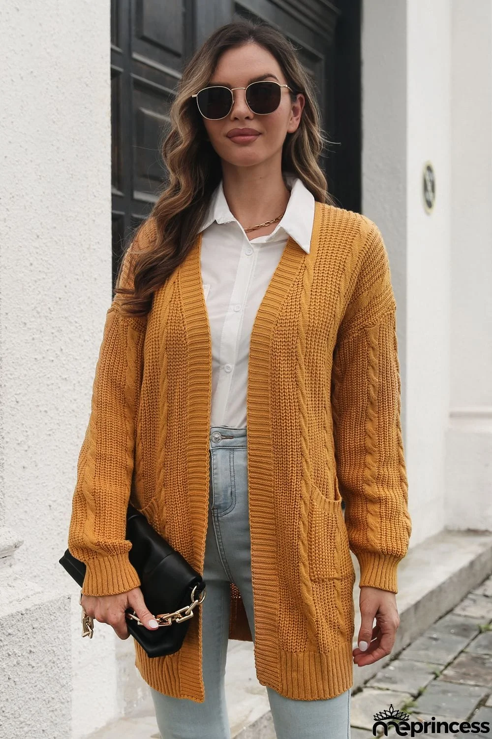 Open Front Longline Cardigan with Pockets