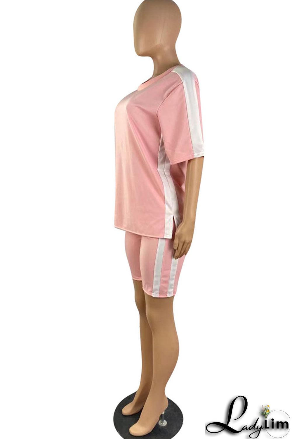 Red Casual Sportswear Solid Split Joint O Neck Short Sleeve Two Pieces