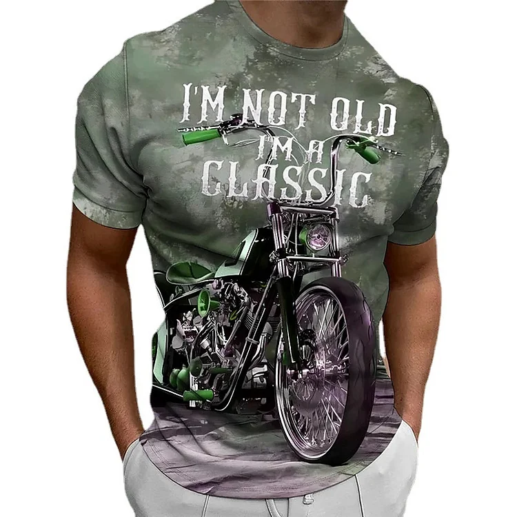 Motorcycle 3D Printing Pattern Short-Sleeved Round Neck T-Shirt at Hiphopee