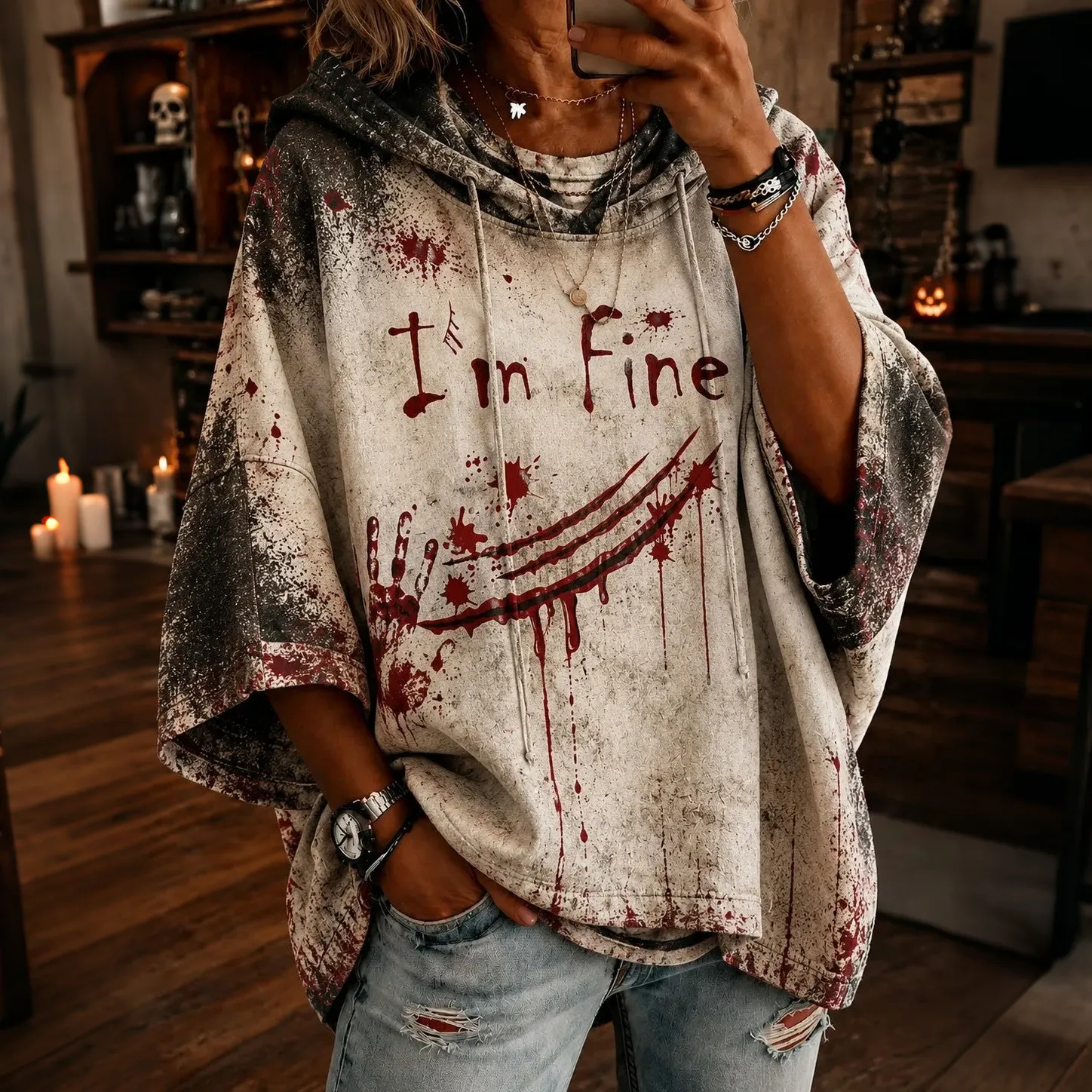Comstylish Women's I'm Fine Printed Hoodie