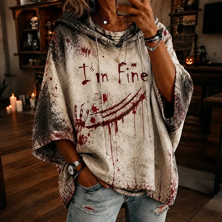 Women's I'm Fine Printed Hoodie
