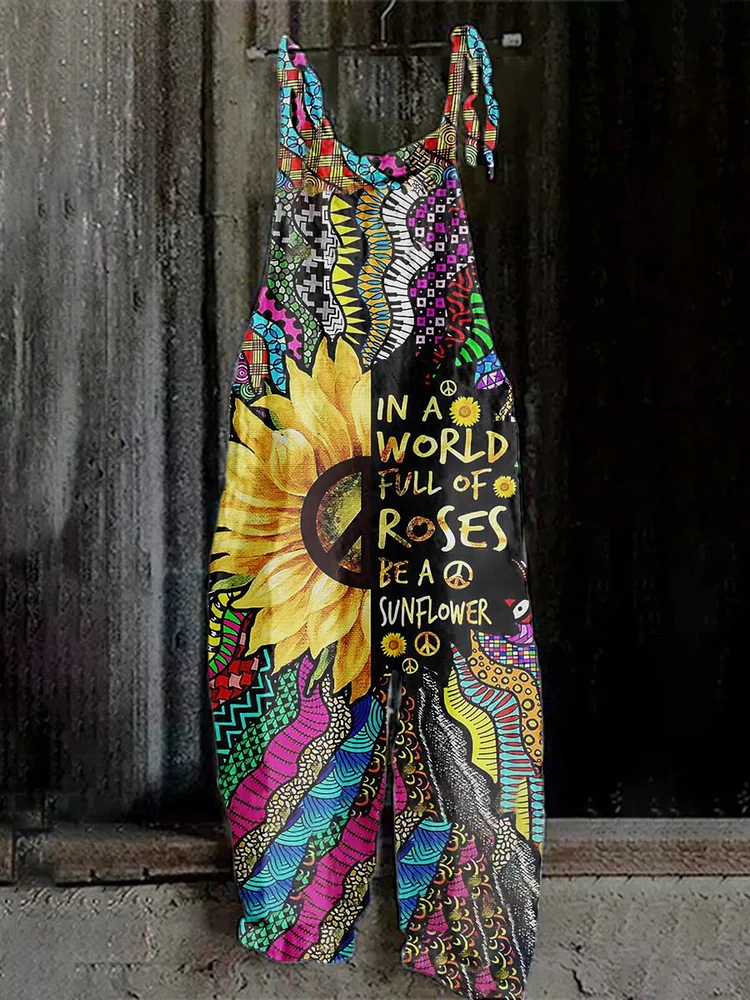 Sunflower Print Jumpsuit