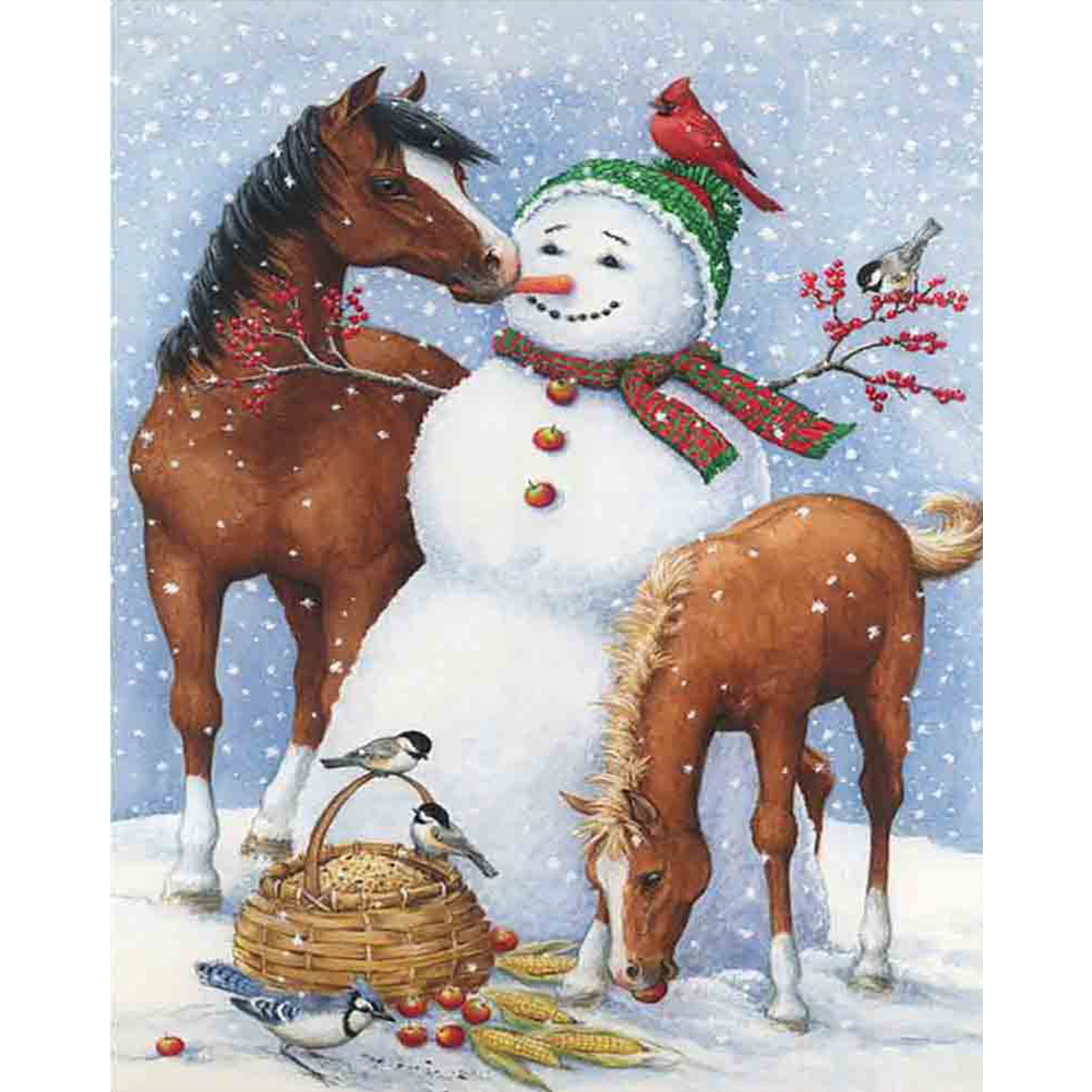 

Snowman Horse - Round Drill Diamond Painting - 30*40CM, 501 Original