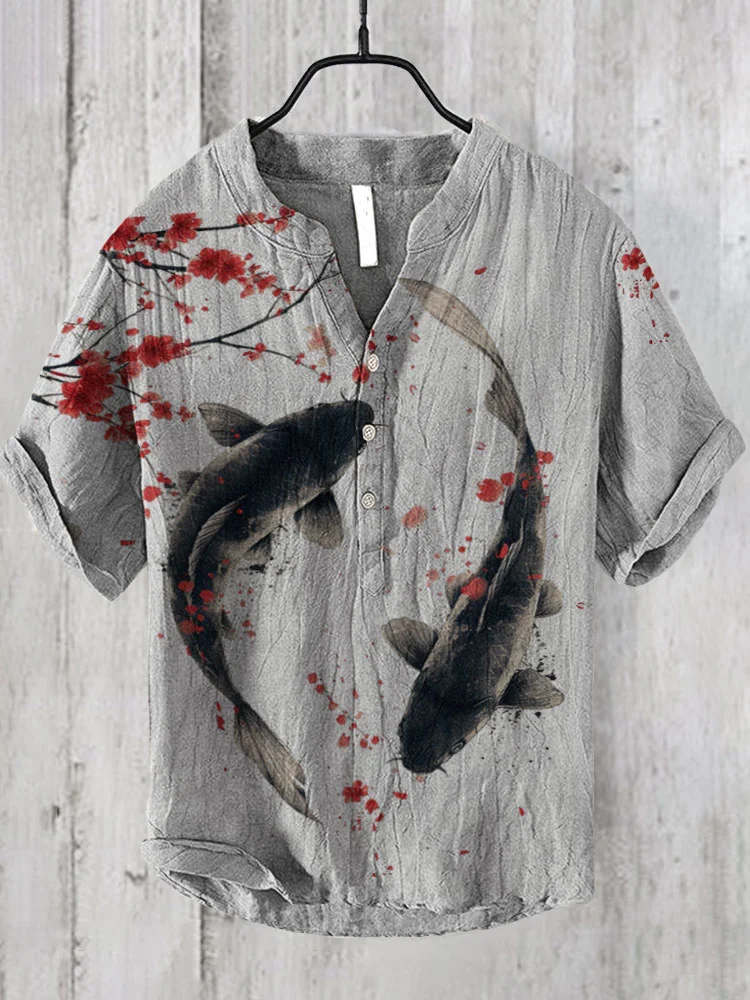 Koi Carp Japanese Art Linen Blend T-shirt