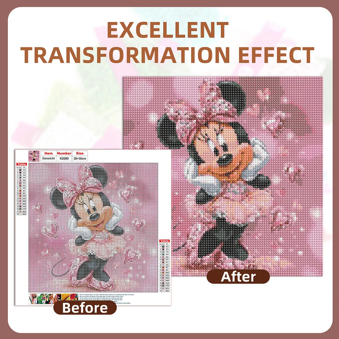 Pink Sparkle Ballerina Minnie Full DIY 5D Round Drill Diamond Painting Kits for Adults/Beginners Home Decor Diamond Dots Paintings Picture Arts Craft 30x30cm