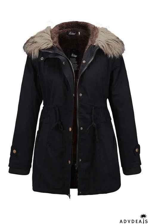 Fuzzu Drawstring Parka Coat