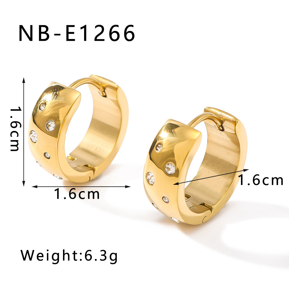 IG Style Round Geometric Stainless Steel Electroplating Earrings