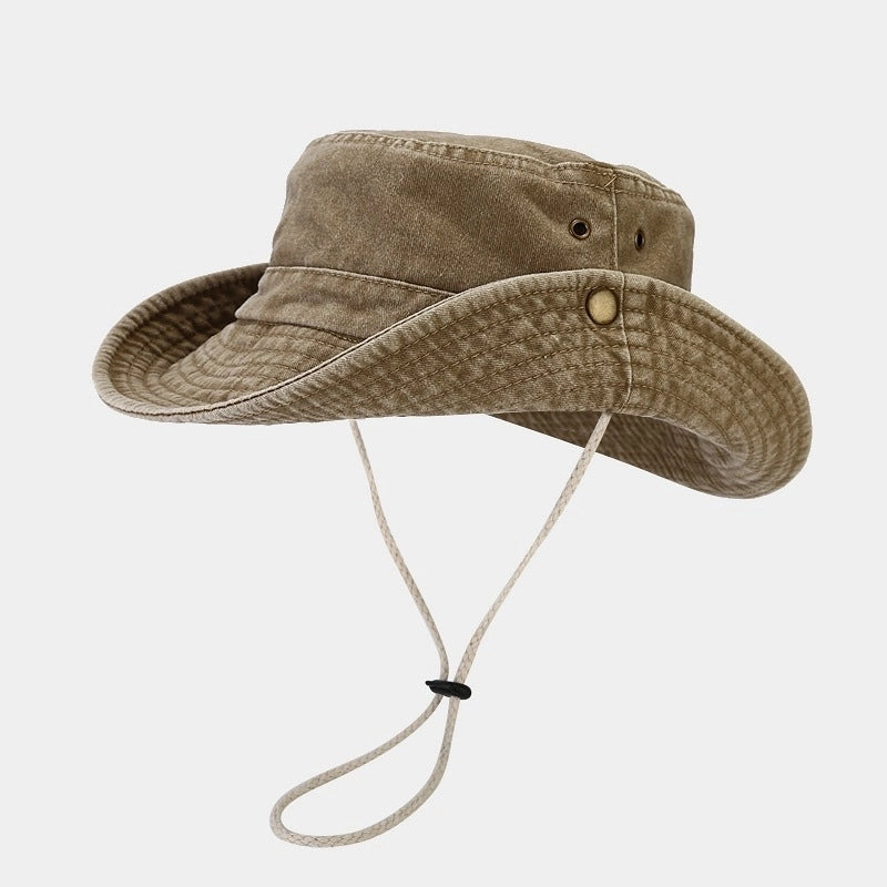 Unisex Casual Retro Solid Color Big Eaves Sun Hat