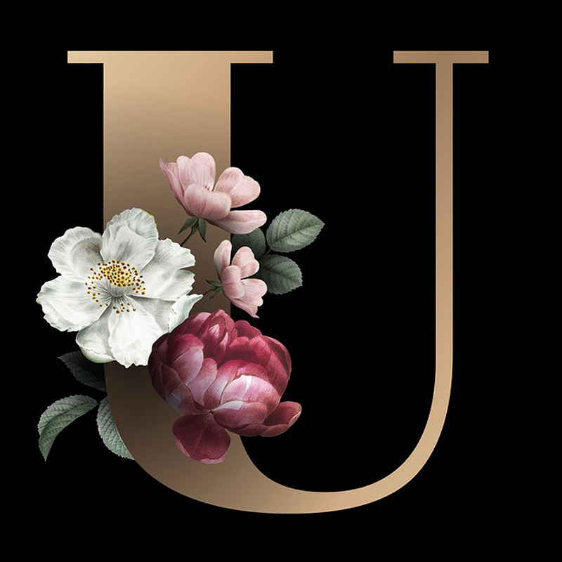 

30*30CM - Round Drill Diamond Painting - Flower Letter U, 501 Original