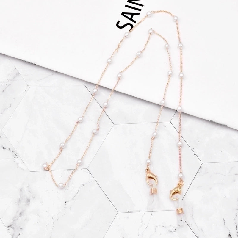 Fashion Geometric Beads Pearl Glasses Chain