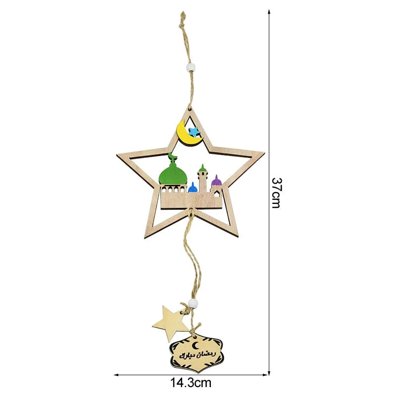 Wooden EID Mubarak Decoration Ramadan Mubarak Ornaments Islamic Muslim Pendant Eid Al Adha Party Supplies Ramadan Kareem Gifts