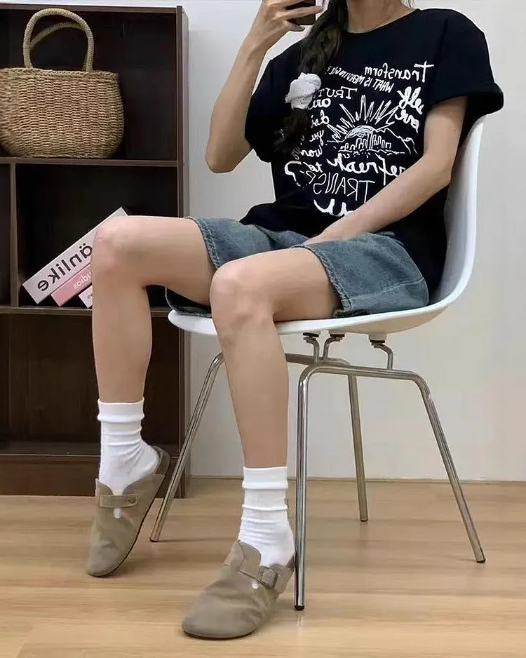 Women's Loose Fit Denim Bermuda Shorts