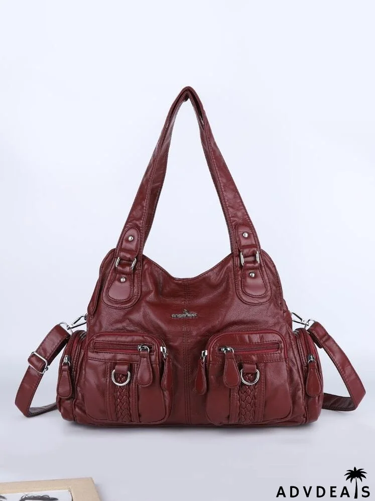 Pocket Front Shoulder Tote Bag