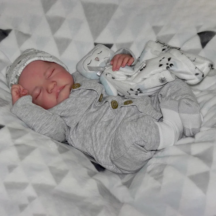 [New Series!] 20" Sleeping Newborn Hand-painted Hair Boy Handmade Soft Silicone Vinyl Body Reborn Baby Doll Sunde with Heartbeat💖 & Sound🔊 Rebornartdoll® RSAW-Rebornartdoll®