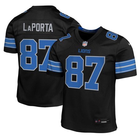 Youth Detroit Lions #87 Sam LaPorta  Black Alternate Player Game Jersey