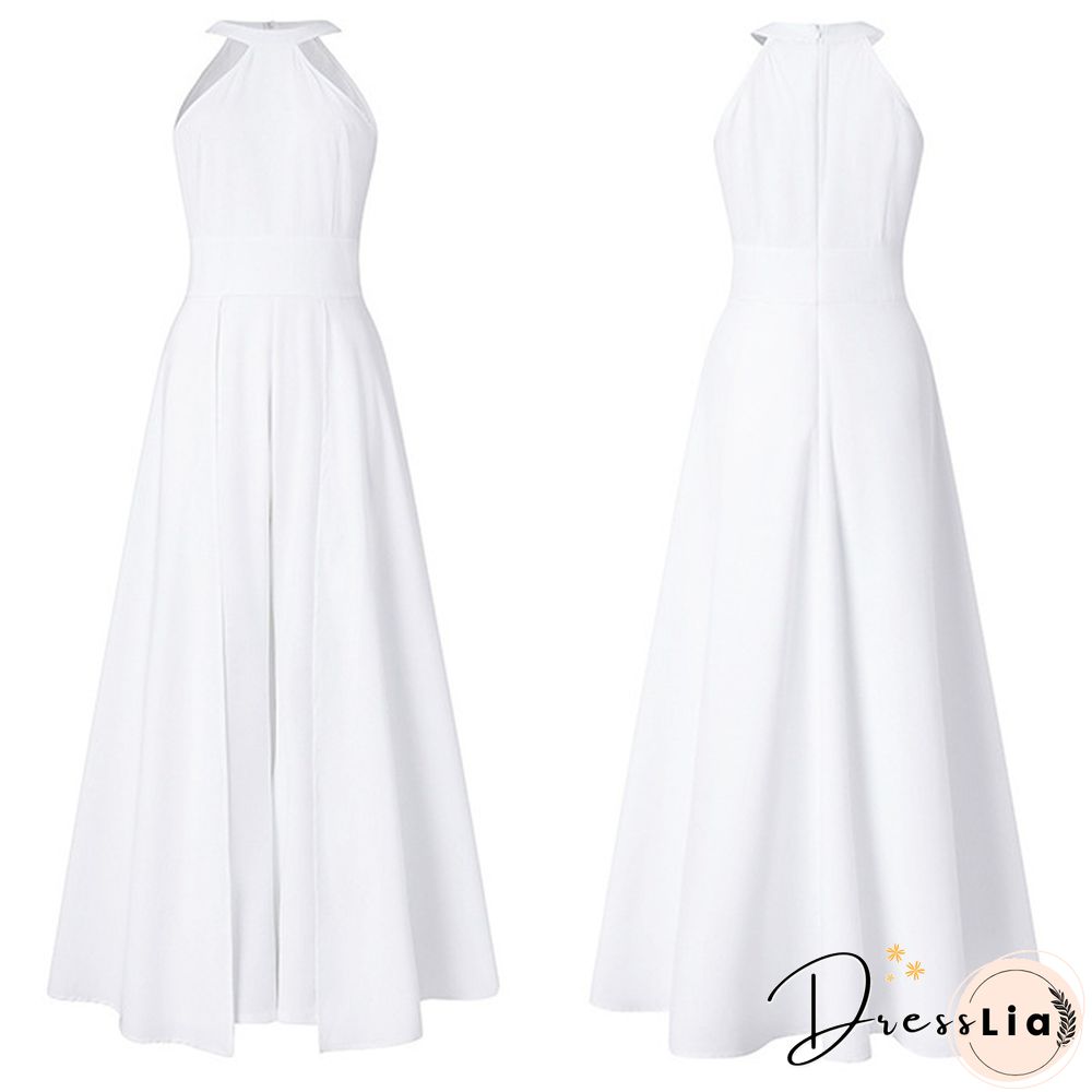 S-XL Womens Sleeveless Neck Solid Color Holiday Maxi Dress Elegant Formal Party Prom