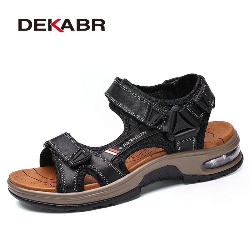 DEKABR Split Leather Men Shoes Summer Fashion Men's Sandals Beach Non-slip Men Sandals Slippers Big Size 38-47 Zapatos Hombre