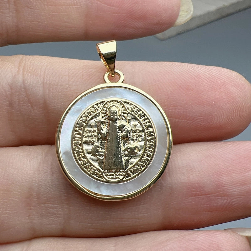 1 Piece Shell Copper Round Rectangle Pendant