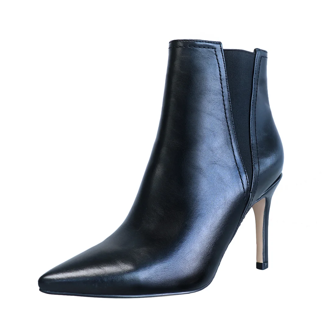 90mm Women Stiletto Middle Heel Pointed Toe Ankle Boots Matte-MERUMOTE