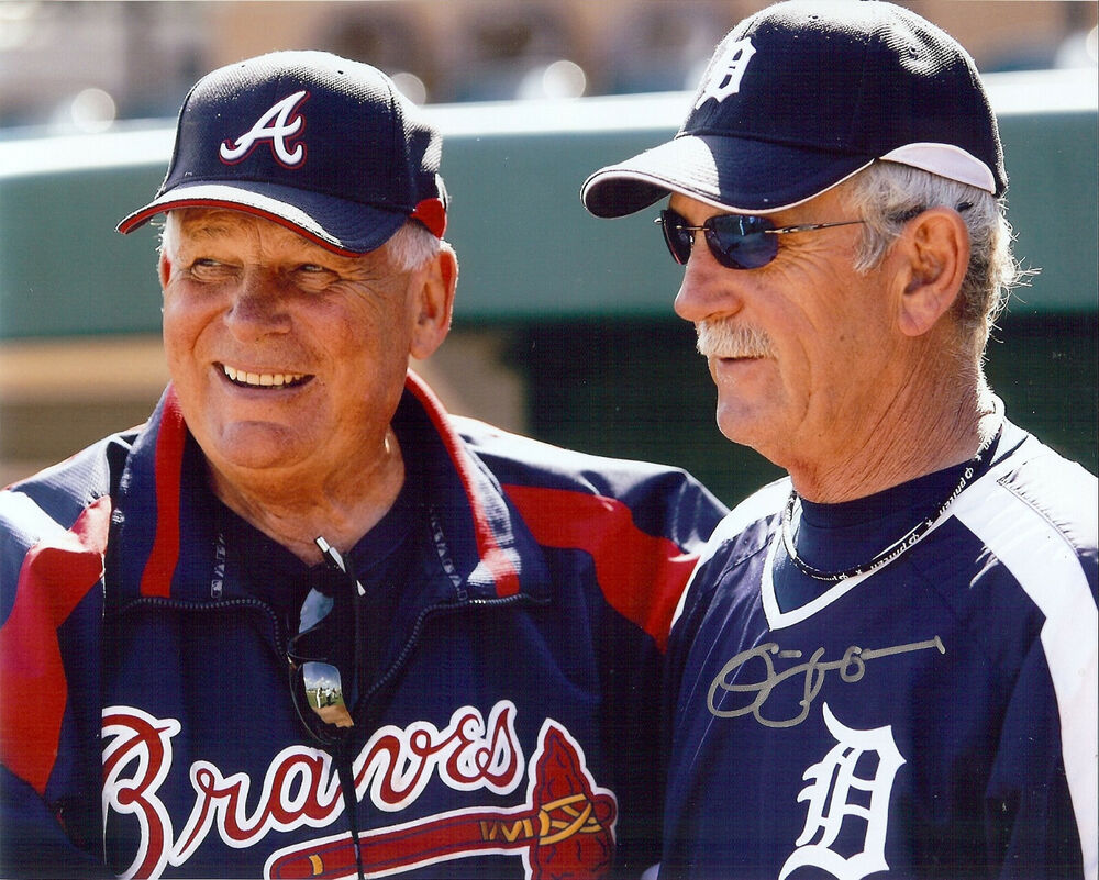 Tigers Mgr.  Jim Leyland  autographed 8x10  Photo Poster painting with Bobby Cox