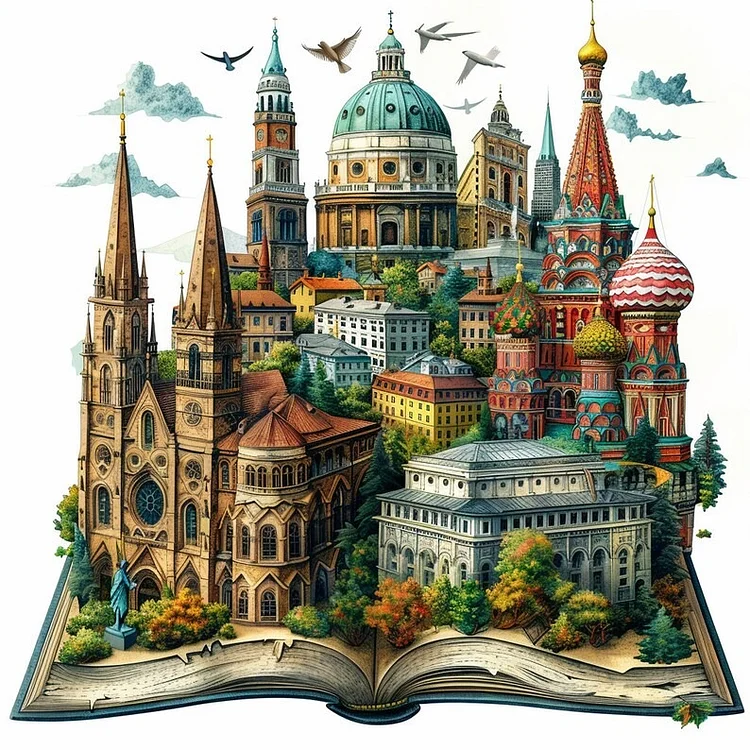 Tourist Cities on the Book 40*40CM Diamond Painting gbfke