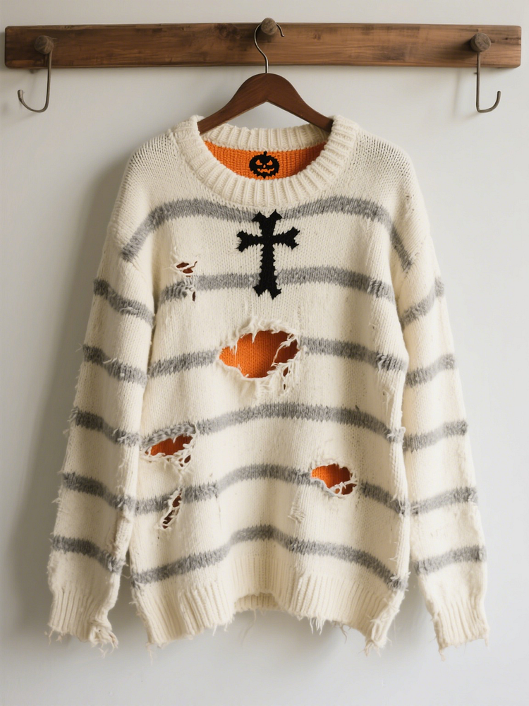 Halloween Contrast Patch Comfort Knitted Sweater