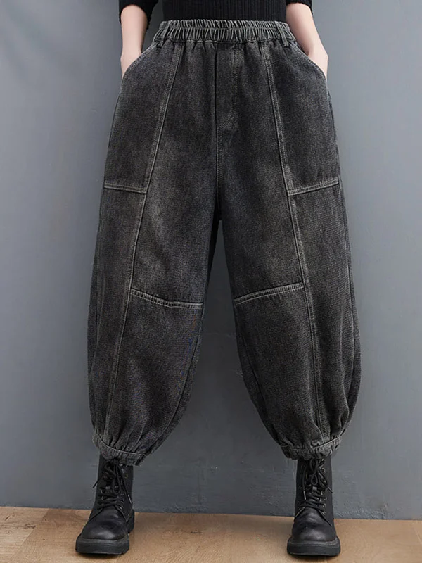 Vintage Roomy Split-Joint High-Waisted Jean Pants Bottom