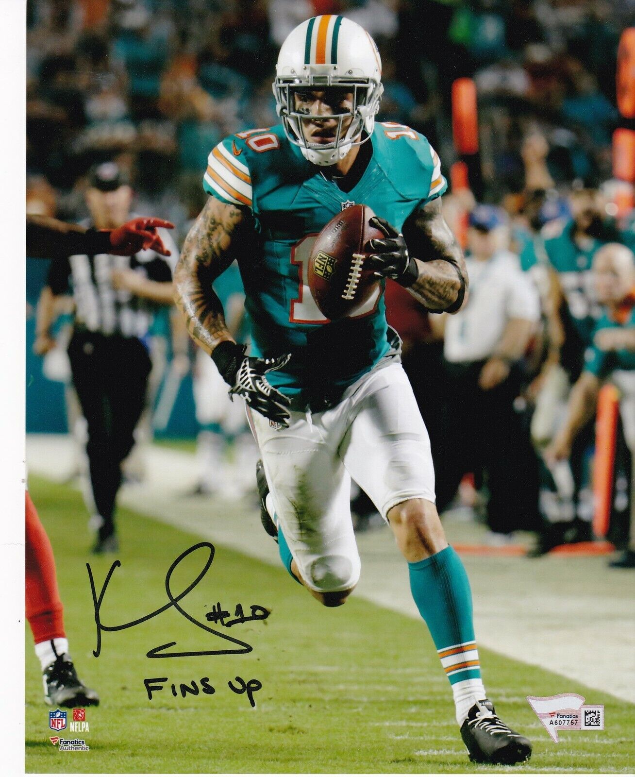 KENNY STILLS MIAMI DOLPHINS FINS UP ACTION SIGNED 8x10