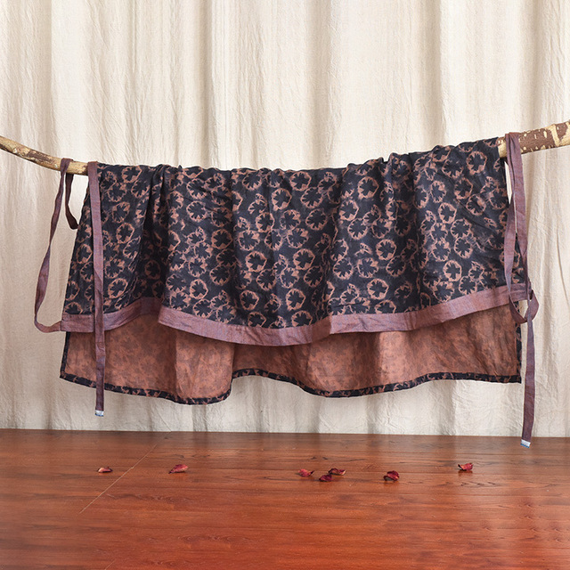 Retrofads Original Design Women Loose High Waist Retro Printed Linen Wrap Lace Floral Skirt