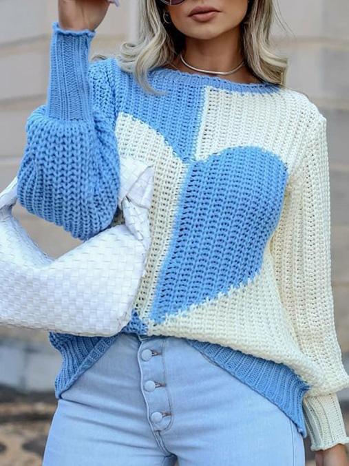 Women's Knitted Long Sleeve Scoop Neck Sweater