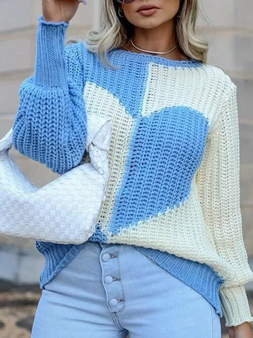Women's Knitted Long Sleeve Scoop Neck Sweater