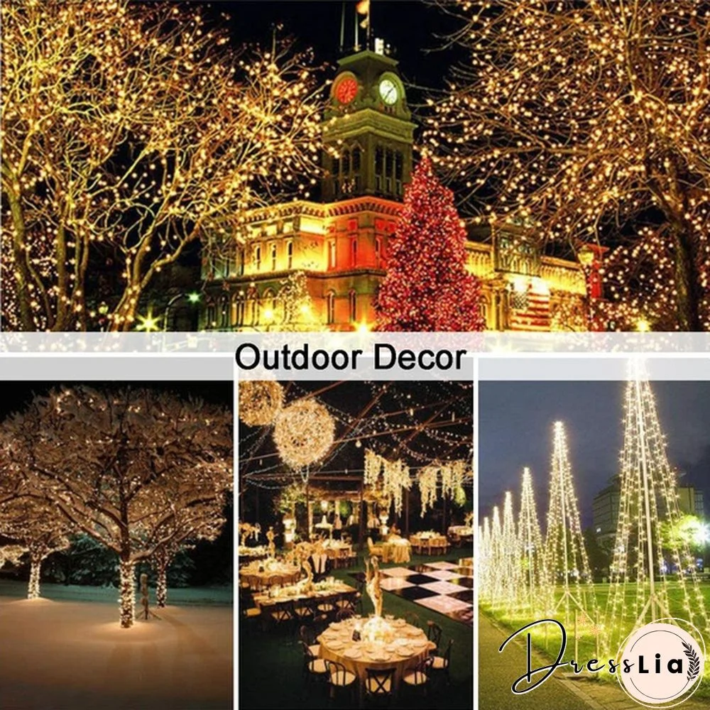 8 Modes 300LEDs Copper Wire String Lights Solar Power Fairy Light IP65 Waterproof Indoor Outdoor Christmas Decoration Lighting for Home, Garden, Party, Path, Bedroom, Wedding, DIY Decoration