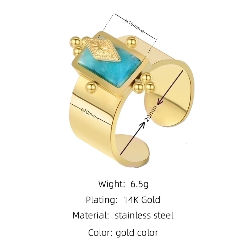 Retro Geometric 304 Stainless Steel Gem 18K Gold Plated Plating