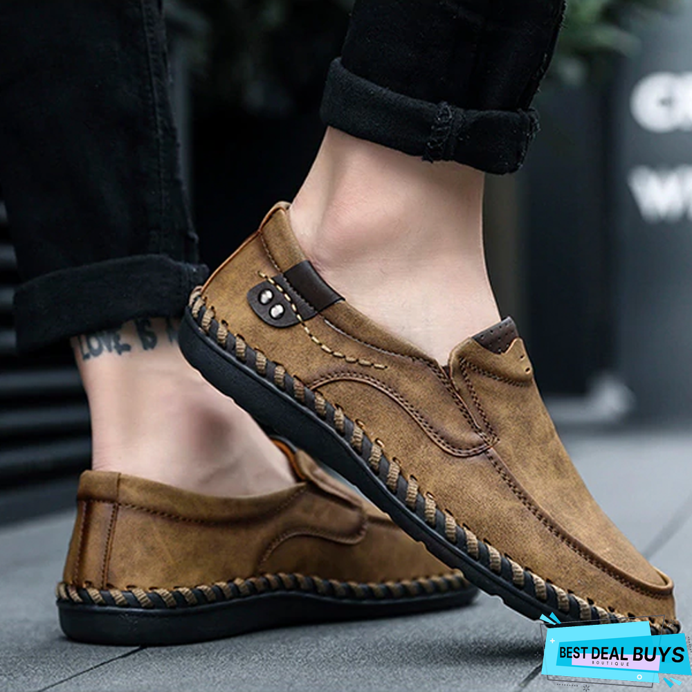 Split Leather Men's Loafers Shoes Breathable Driving Oxfords Shoes Flats Moccasins Shoes