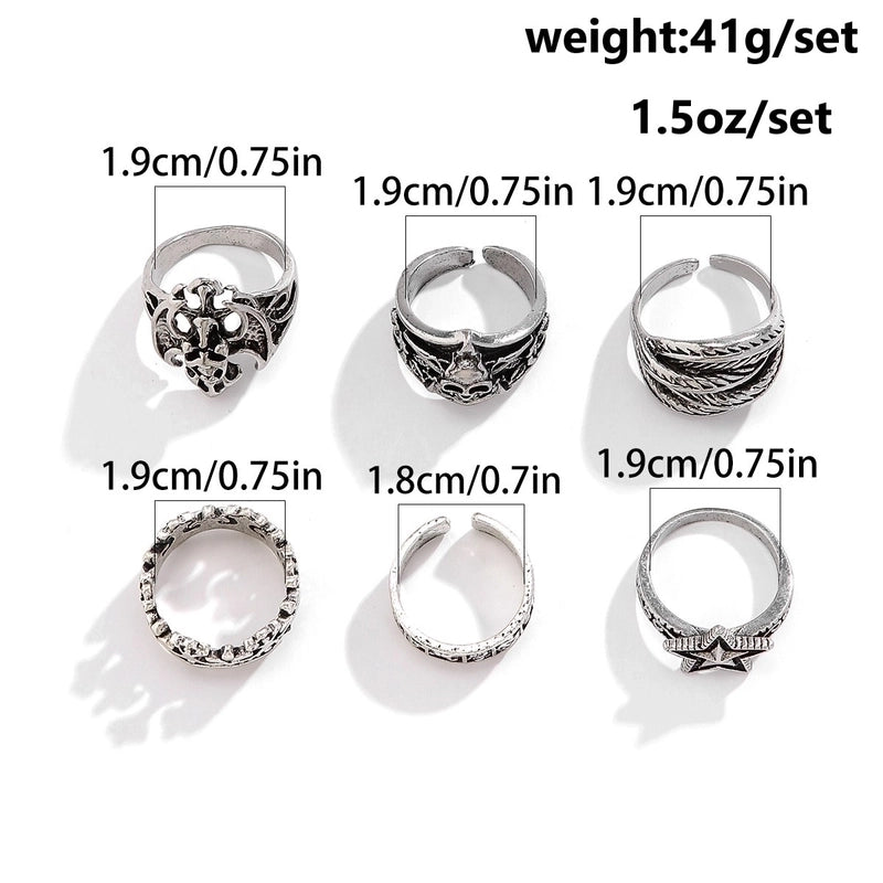 Copper Plating Alloy Women’s Cross Spider Ring Suit Halloween Irregular Skull Five-Pointed Star Ring