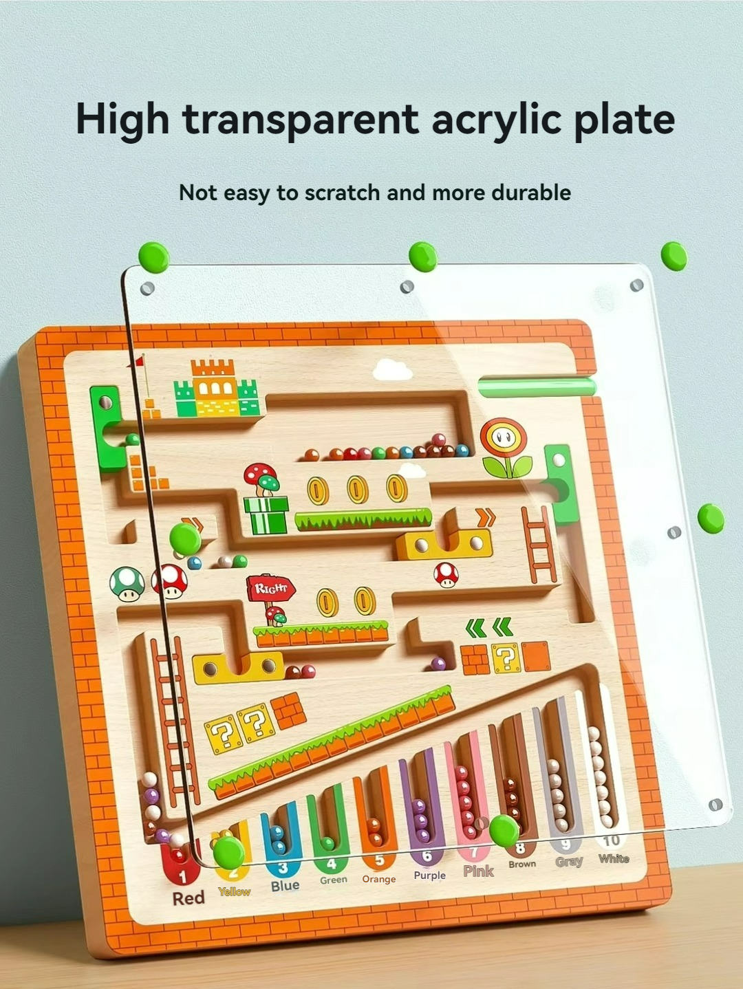 Tegooe Wooden Magnetic Maze Puzzle Board - Fine Motor Skill Color Sorting Game for Toddlers