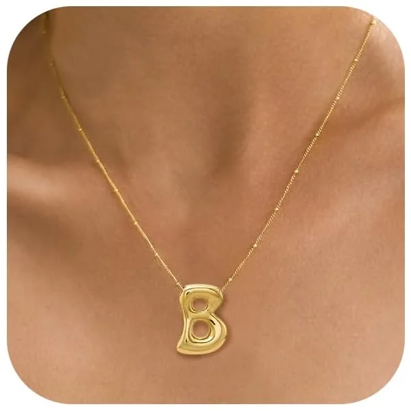 Gold Bubble Letter Necklace
