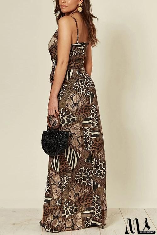 MidiSono - Lepard Patchwork Slip Maxi Dress