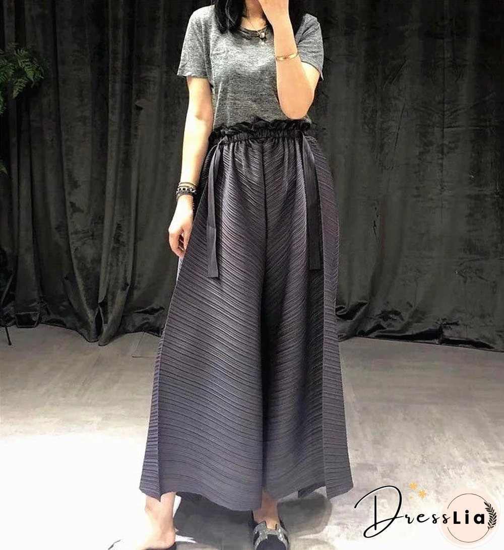 Pleated women harem pants plus size high waist pleated wide leg flare pants Girdle of waist aesthetic harajuku pants
