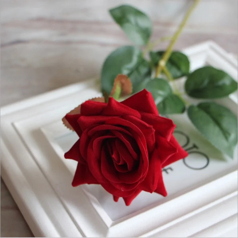 Single Flannel Angle Artificial Silk Large Flowers Rose Decoration Wedding Living Room Home DIY Decoration Fake Flowers