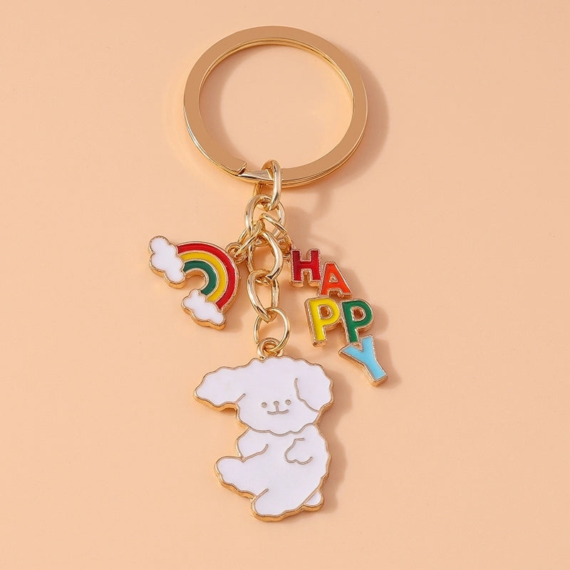 Cartoon Style Sweet Rainbow Bear Duck Alloy Keychain