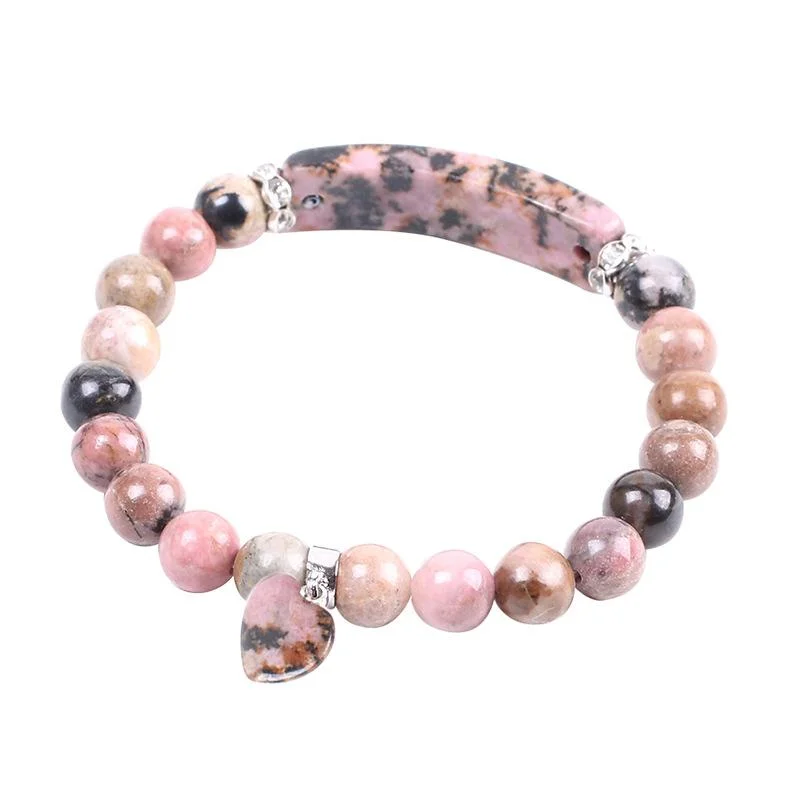 Natural Quartz Love Heart Healing Beads Bracelet