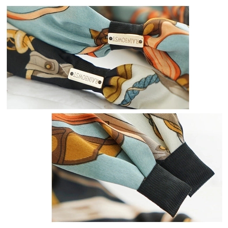 2 Pieces New Fashion Floral Satin Ribbon Silk Scarf Tie Headband