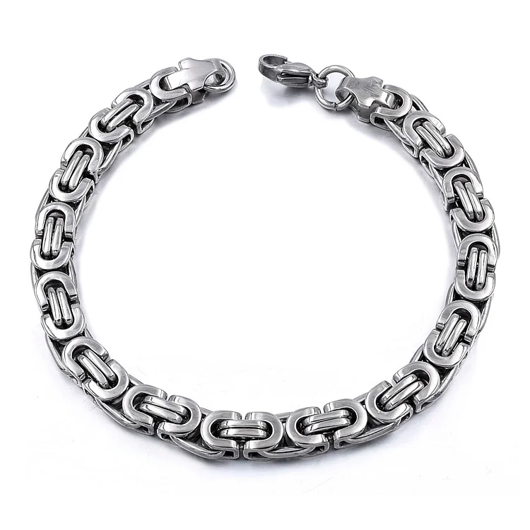 4MM/8MM Byzantine Stainless Steel Silver Bracelet