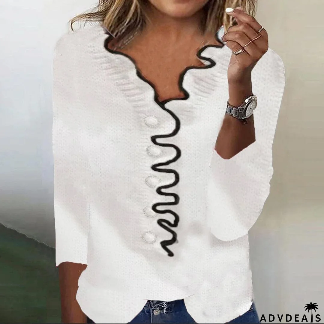 Black And White V-Neck Sweater